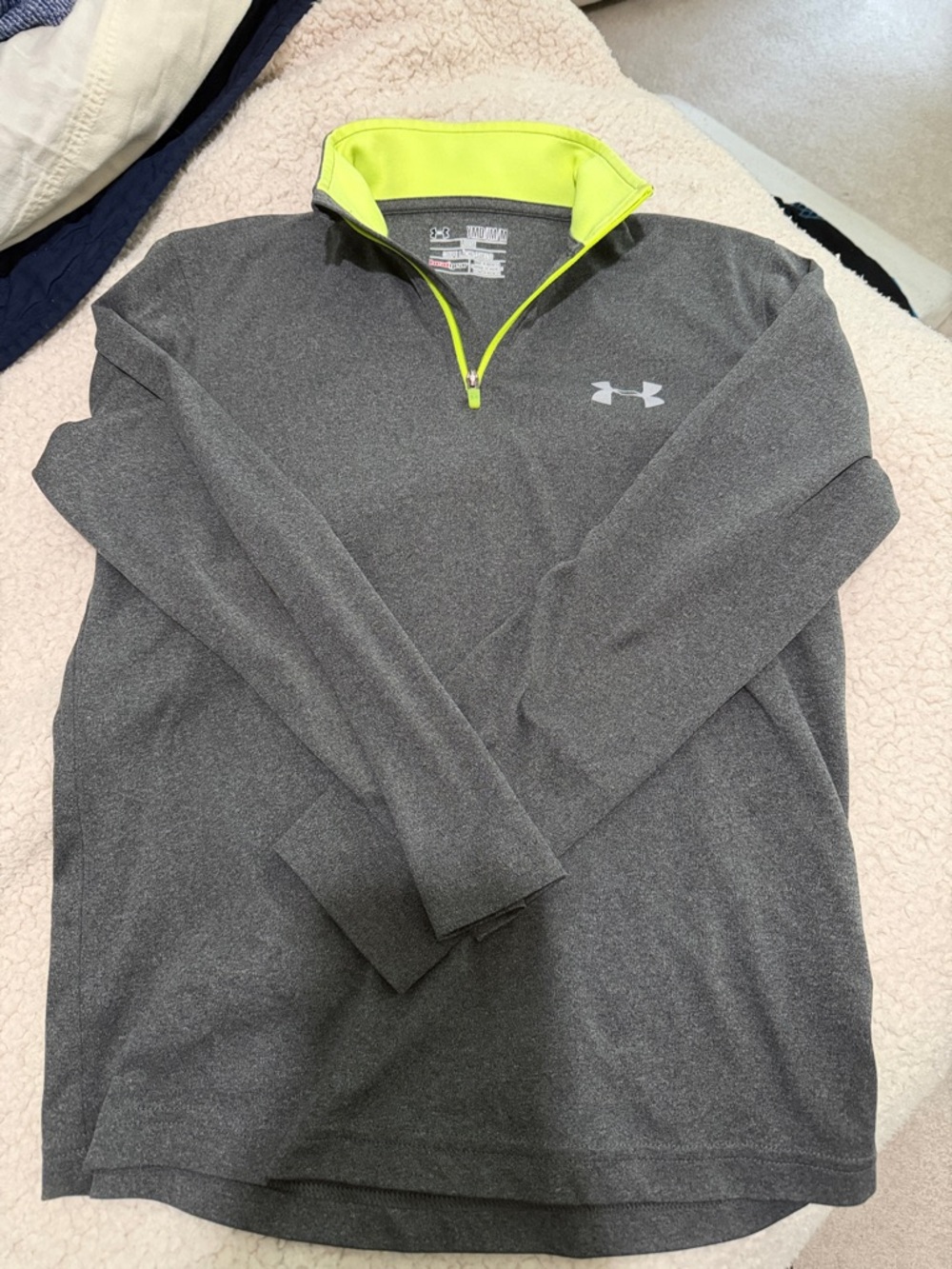 Under Armour Grey Pullover with Neon Yellow Accents